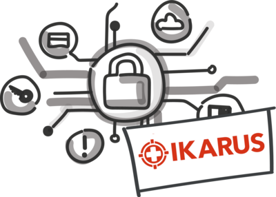 Vorhängeschloss mit Ikarus-Schriftzug